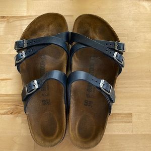 Lightly Worn Birkenstock Franca - oiled leather blue 40